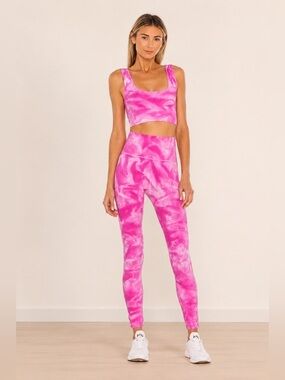 Free People Good Karma Leggings Pink Tie Dye High Rise NWT